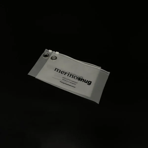 Custom Frosted Slider Bag with Metal Eyelet – Premium EVA/CPE Packaging for Woolen & Luxury Apparel