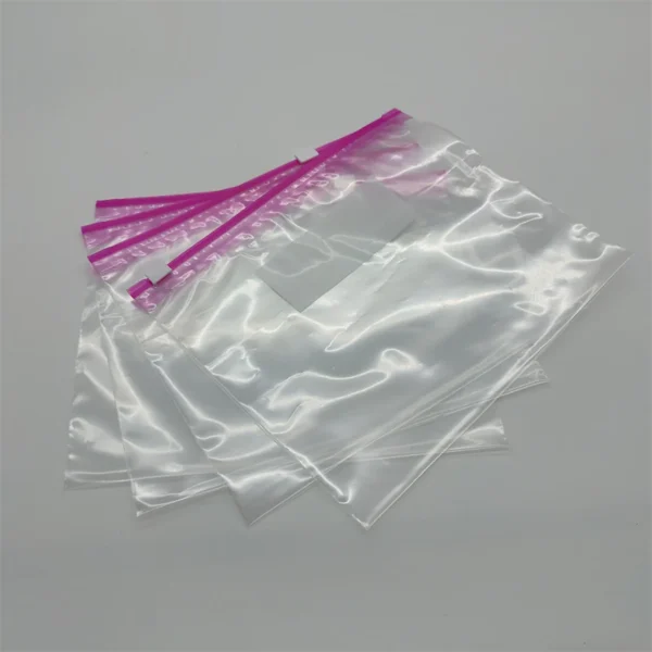 Blue Pink Slider Transparent Zipper Bag
