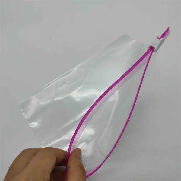 Blue Pink Slider Transparent Zipper Bag