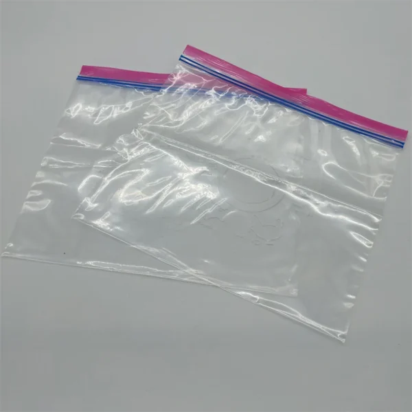 Blue Pink Slider Transparent Zipper Bag